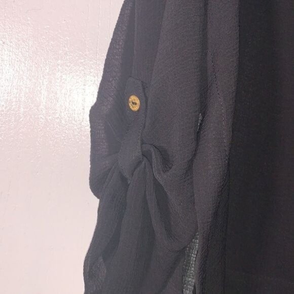 Guess G Womens Cold Shoulder Black Blouse With Gold Buttons XS New - Picture 5 of 9